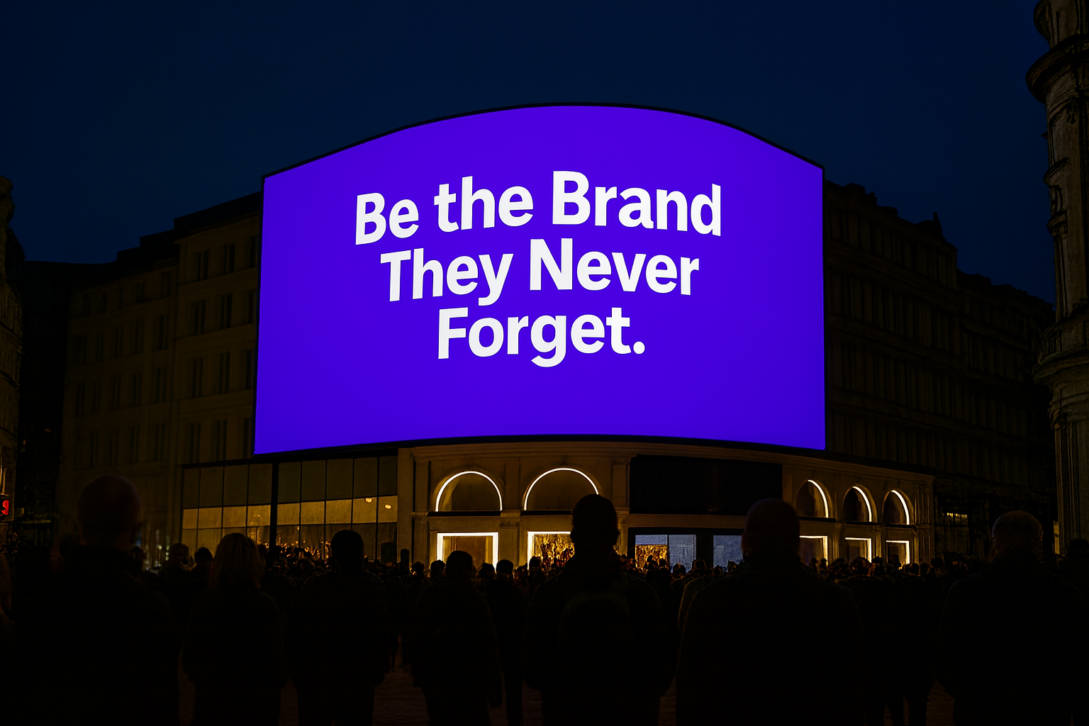 Homepage banner with the phrase ‘Be the brand they never forget’ — highlighting Marketing Evolve’s social media, branding, and content strategy services for businesses.